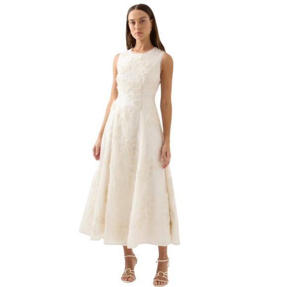 AJE Vera Beaded Flower Midi Dress Size XS, UK 6, US 2 - Picture 2 of 11